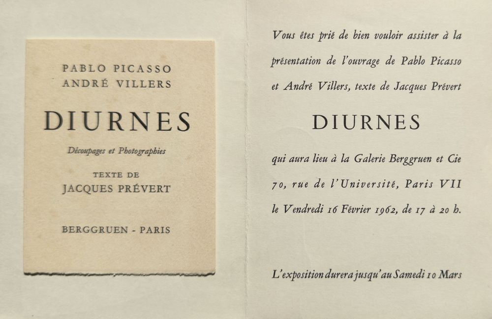 Diurnes - carton d'invitation - Galerie Berggruen